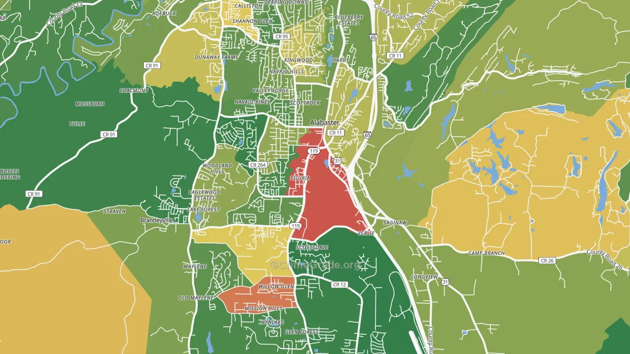 Alabaster, AL Map of Arson Rates