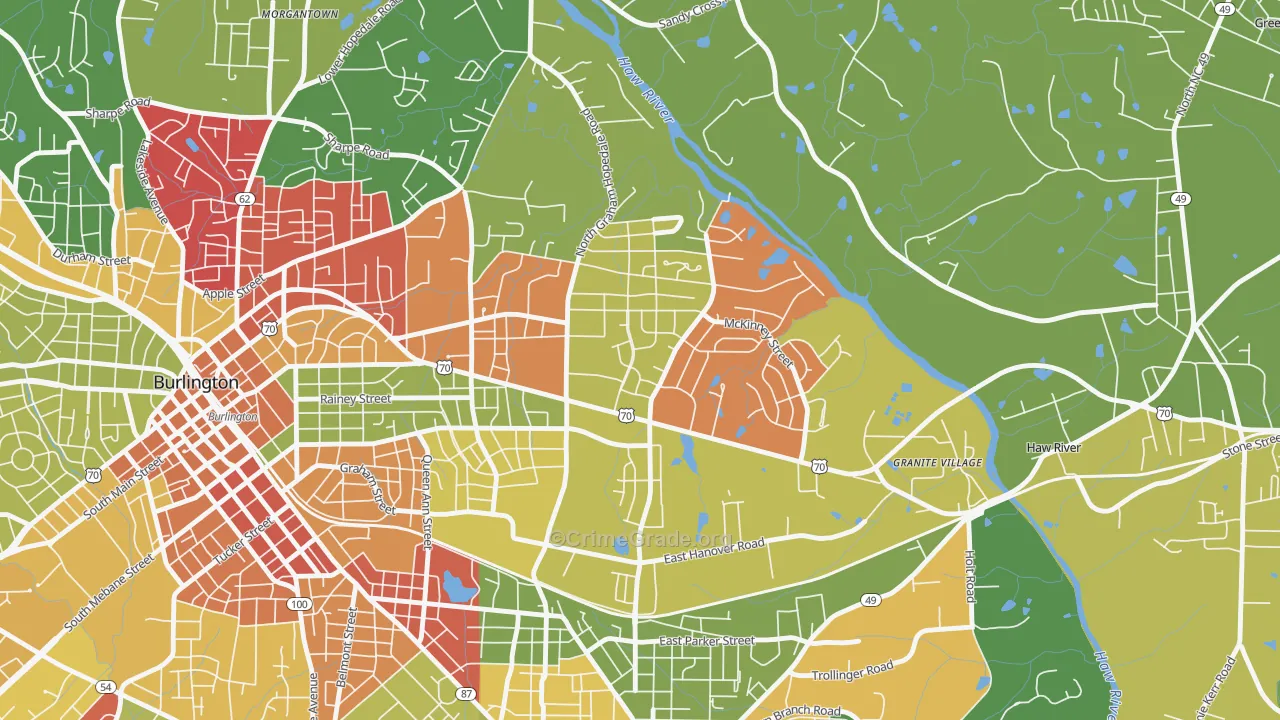 Alamance Hills, Burlington, NC Map of Arson Rates