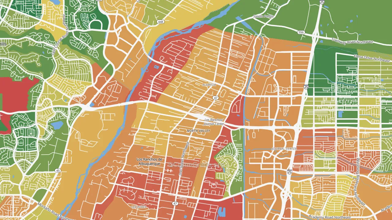 Alamedan Valley, North Valley, NM Map of Arson Rates