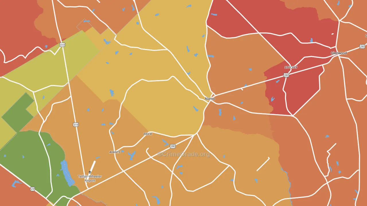 Alamo, GA Map of Arson Rates