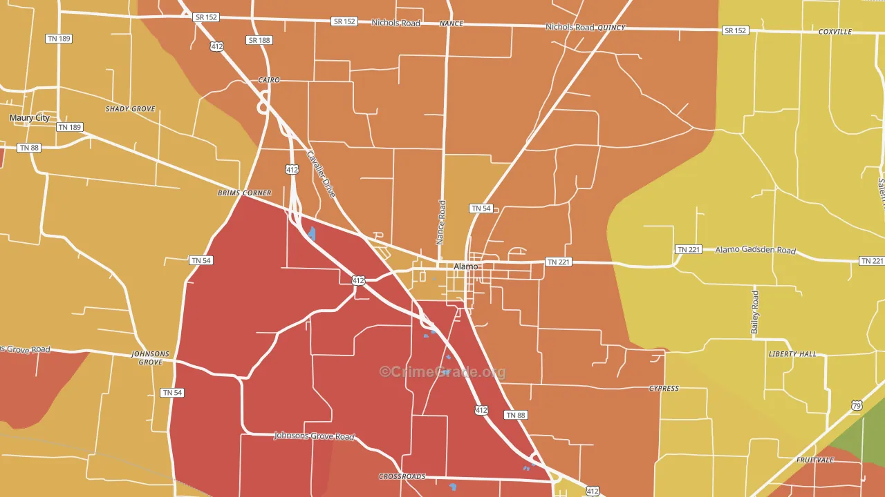 Alamo, TN Map of Arson Rates