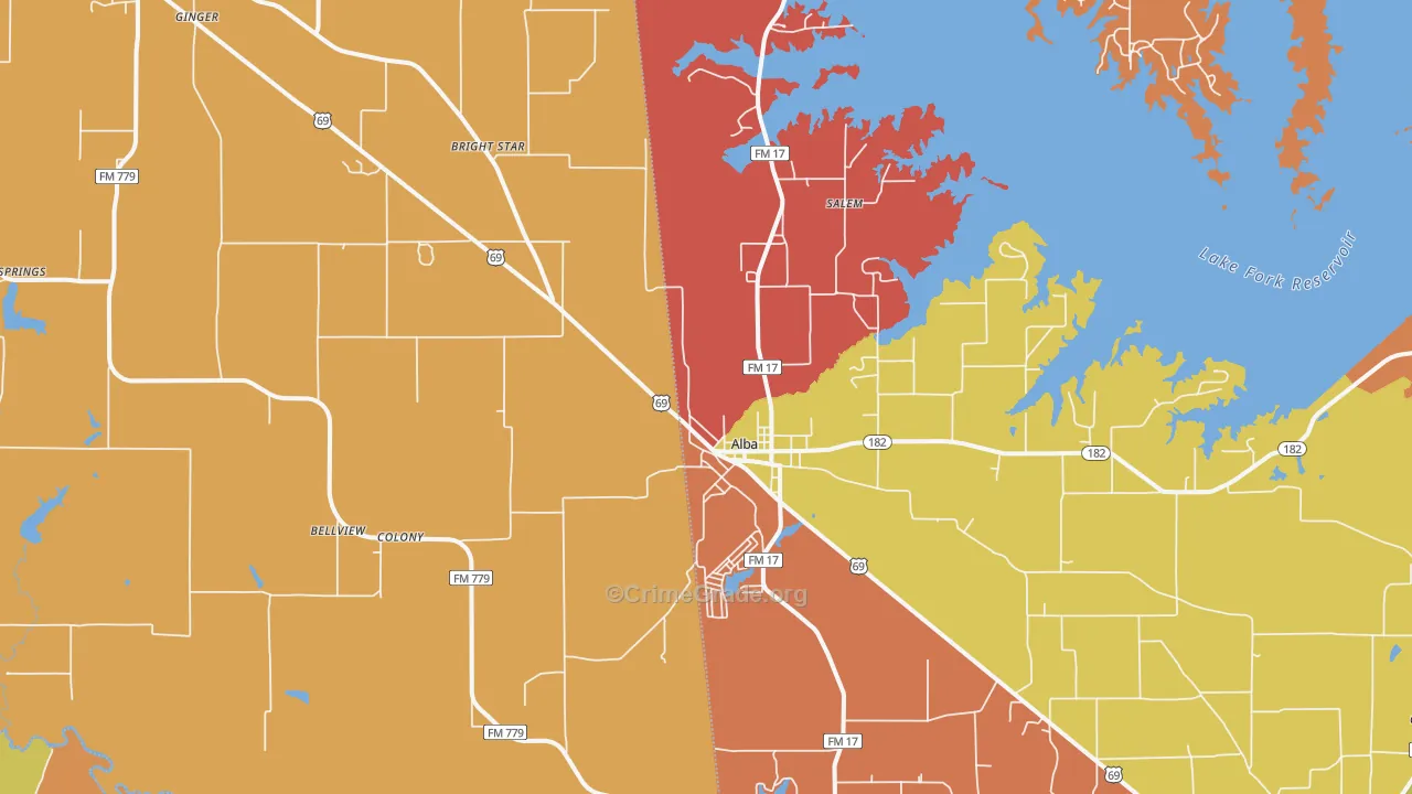 Alba, TX Map of Arson Rates