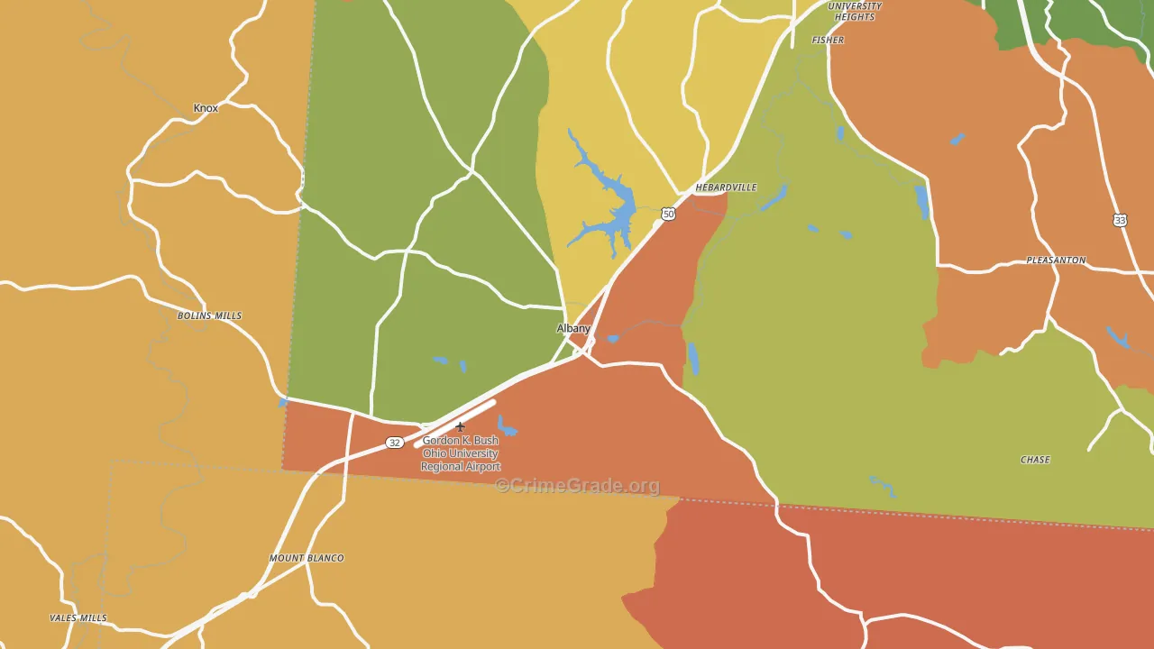 Albany, OH Map of Arson Rates