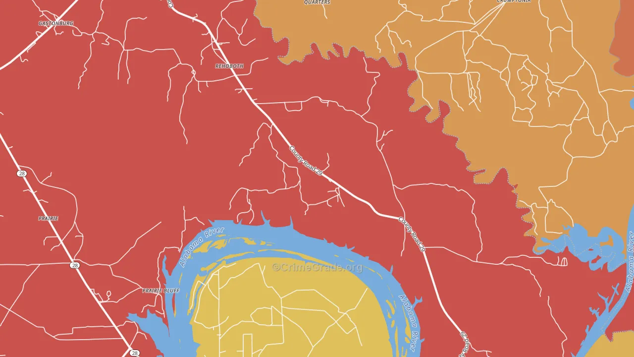 Alberta, AL Map of Arson Rates