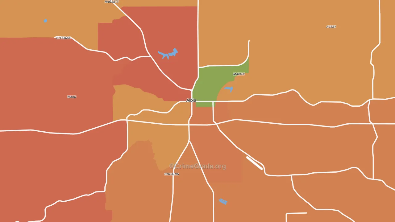Albia, IA Map of Arson Rates