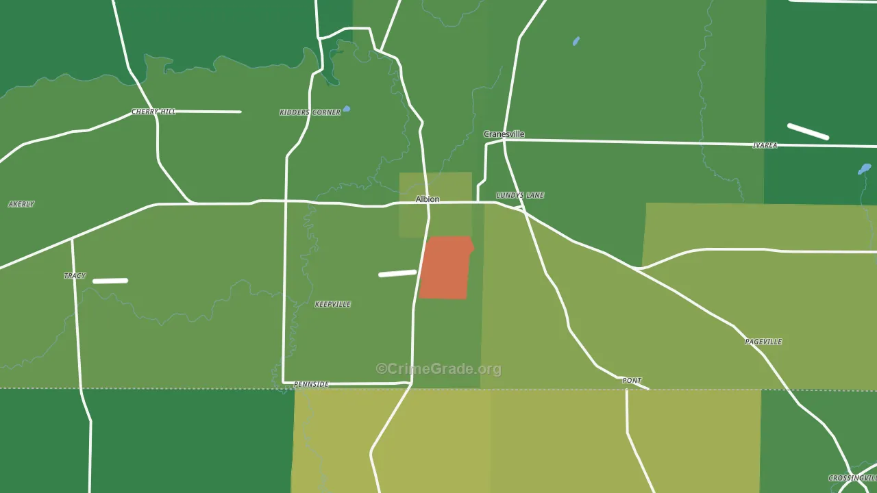 Albion, PA Map of Arson Rates
