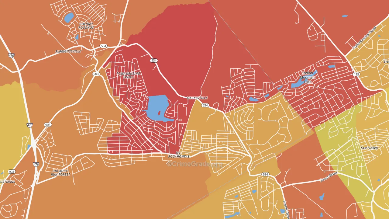 Albrightsville, PA Map of Arson Rates