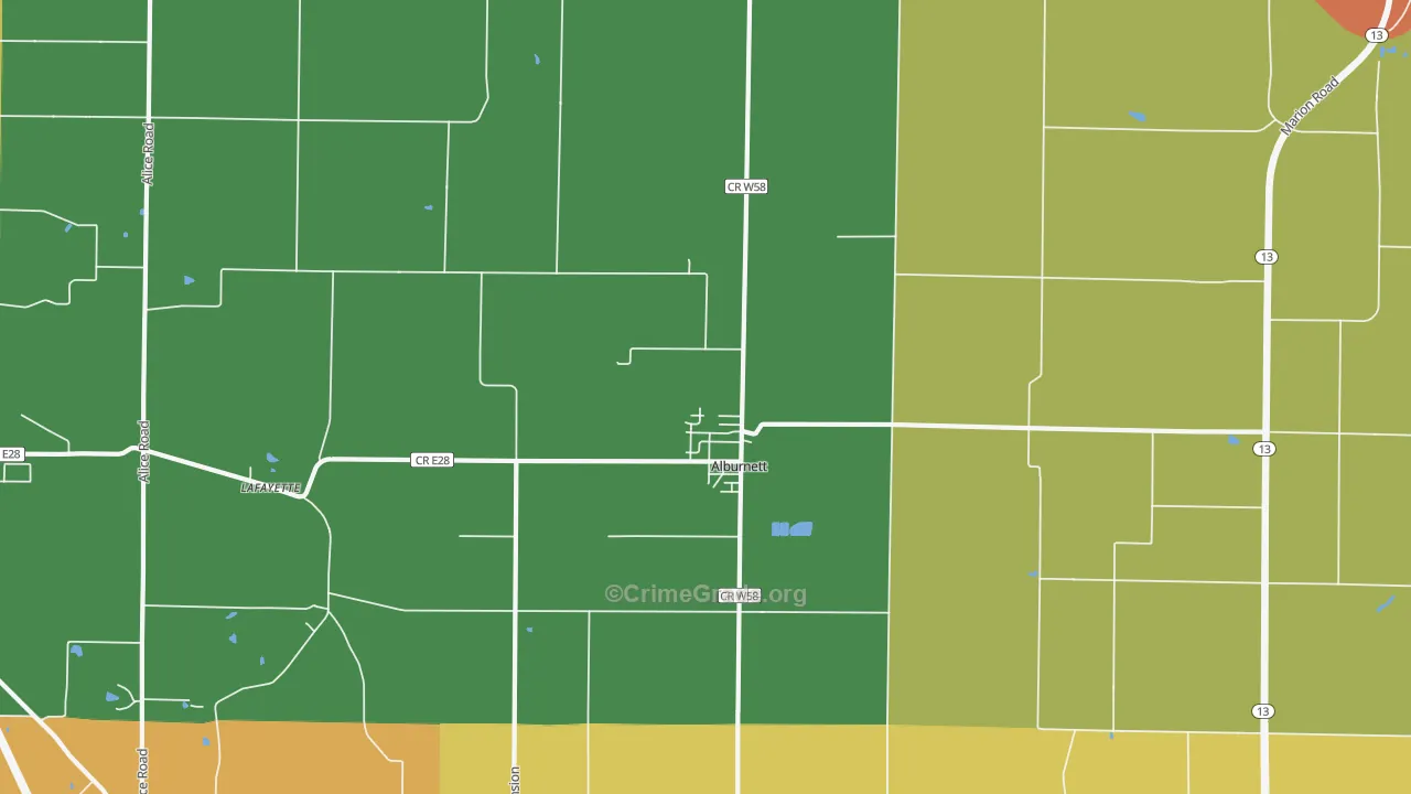 Alburnett, IA Map of Arson Rates