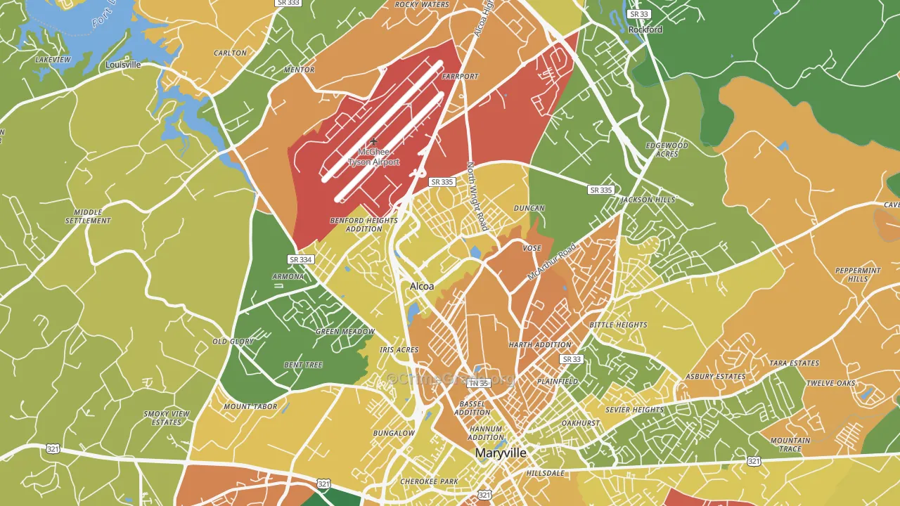 Alcoa, TN Map of Arson Rates