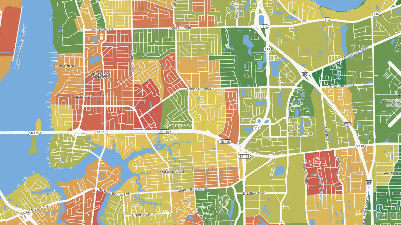 Alderman Park, Jacksonville, FL Map of Arson Rates