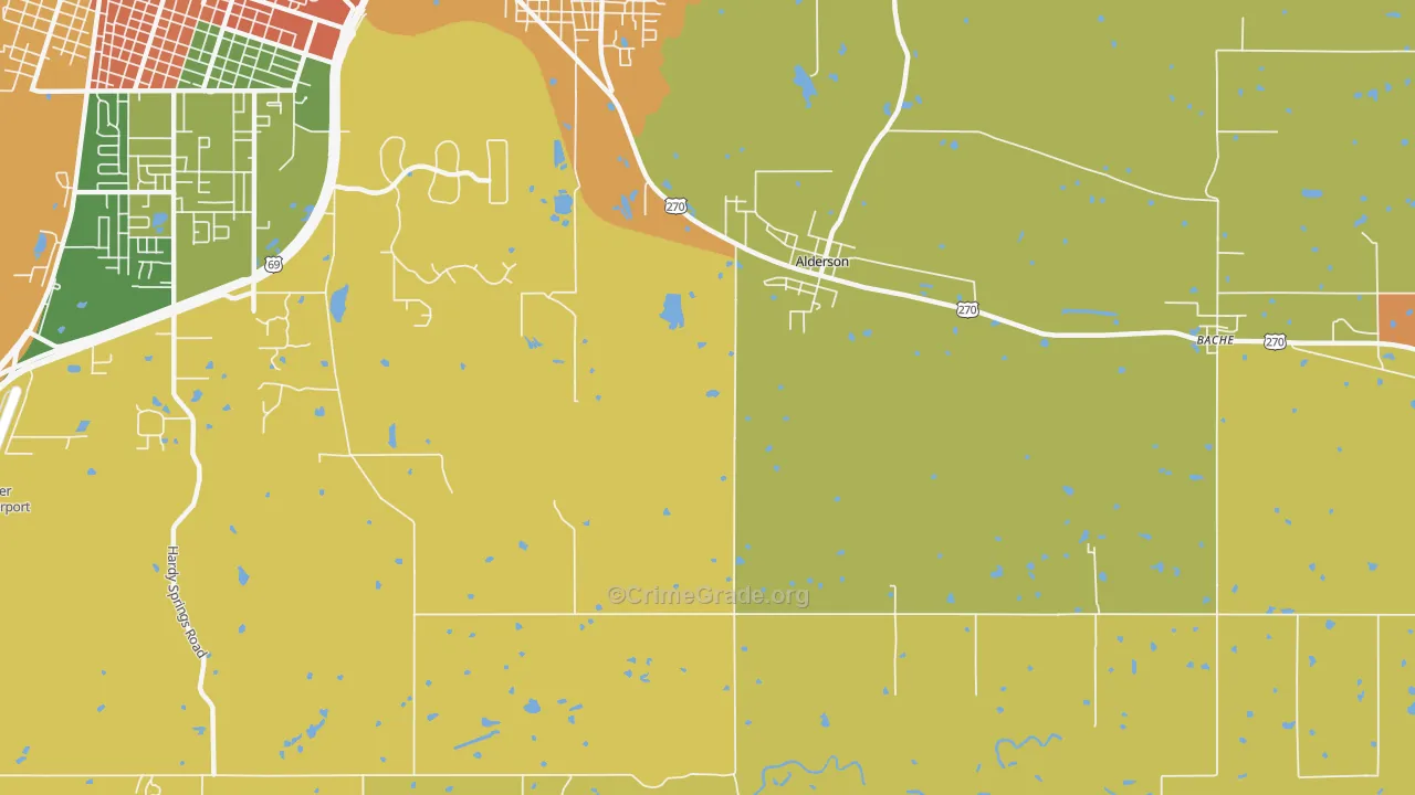 Alderson, OK Map of Arson Rates