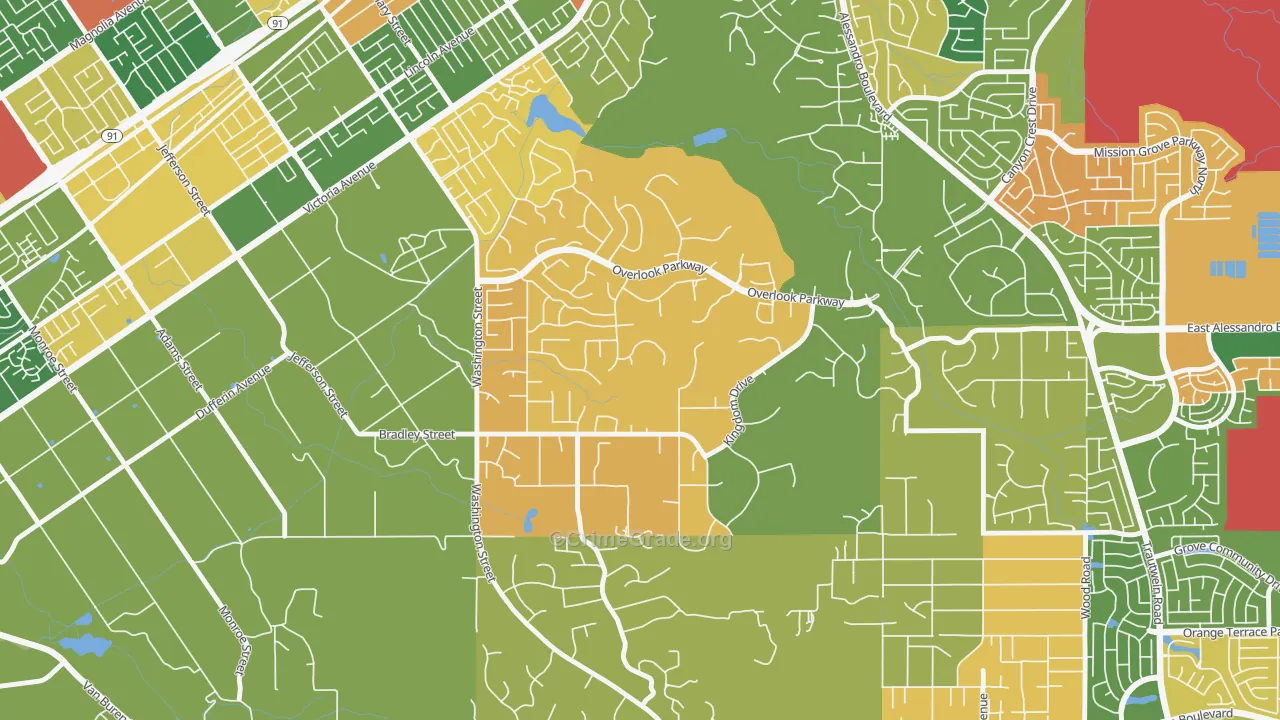 Alessandro Heights, Riverside, CA Map of Arson Rates