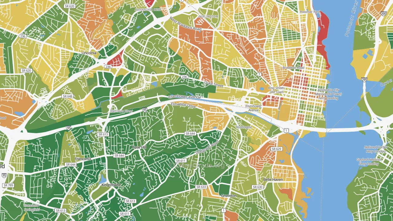 Alexandria, VA Map of Arson Rates