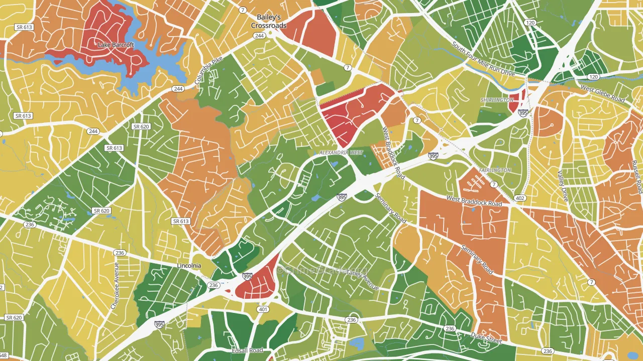 Alexandria Wrest, Alexandria, VA Map of Arson Rates