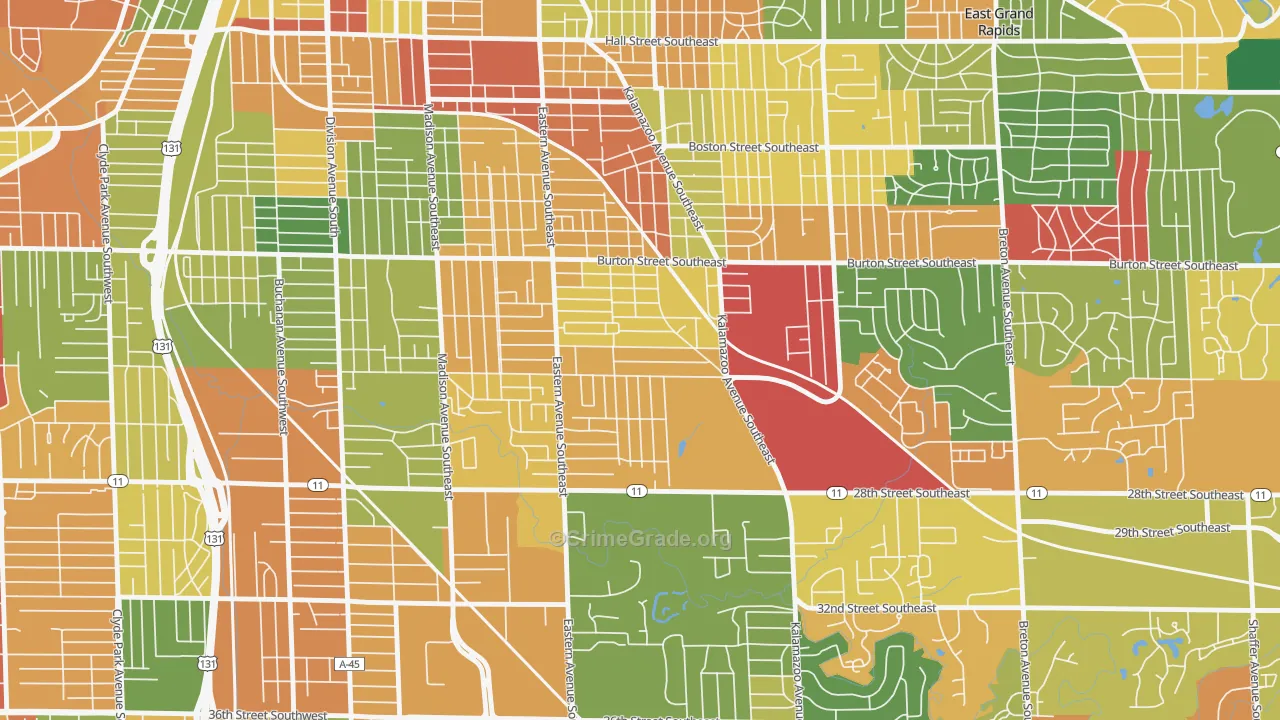 Alger Heights, Grand Rapids, MI Map of Arson Rates
