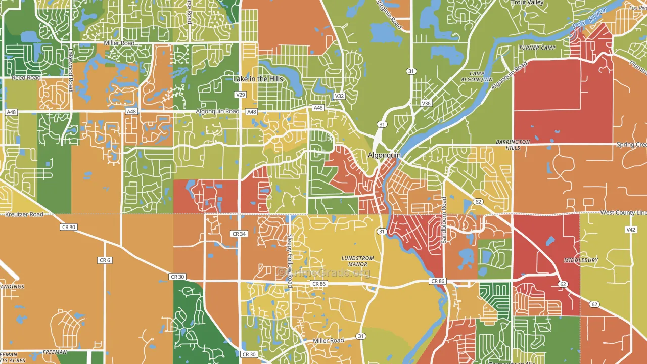 Algonquin, IL Map of Arson Rates