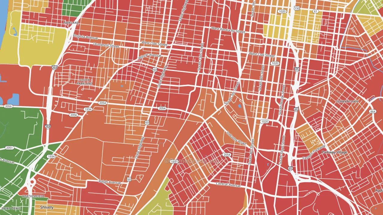 Algonquin, Louisville, KY Map of Arson Rates