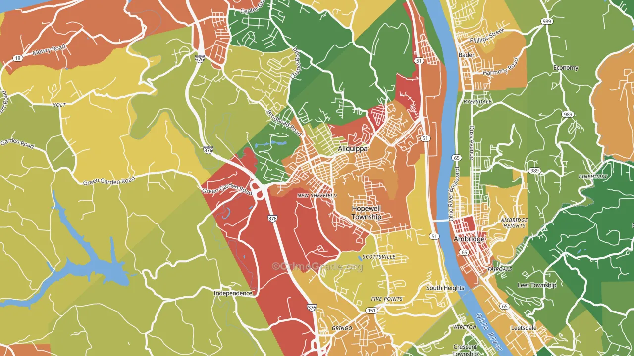 Aliquippa, PA Map of Arson Rates