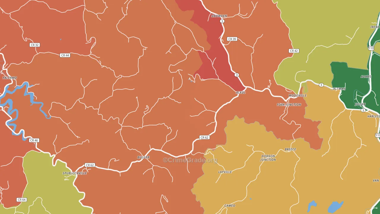 Alkol, WV Map of Arson Rates