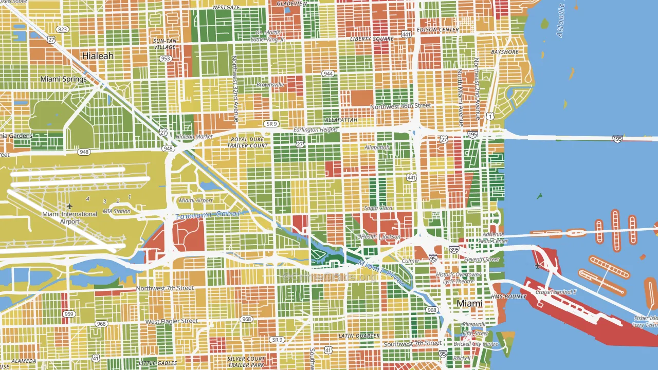 Allapattah, Miami, FL Map of Arson Rates