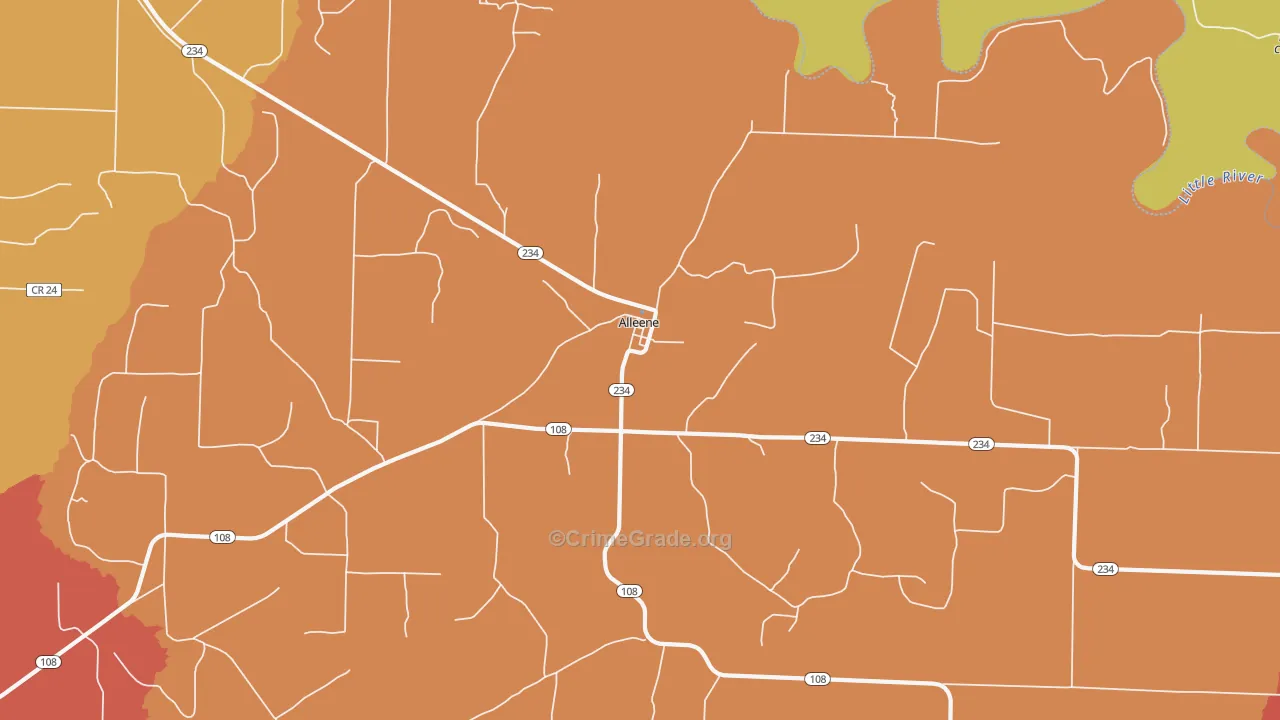Alleene, AR Map of Arson Rates