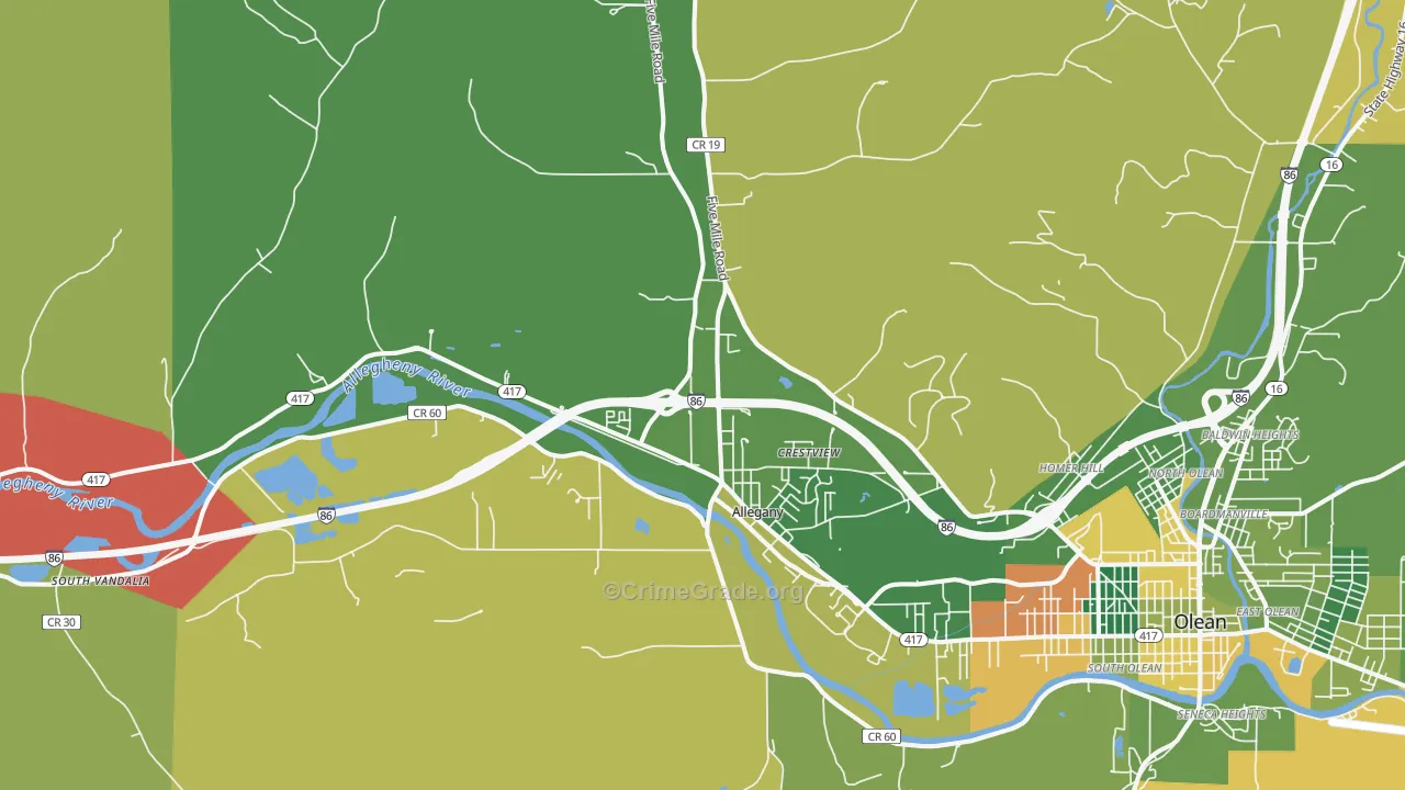 Allegany, NY Map of Arson Rates