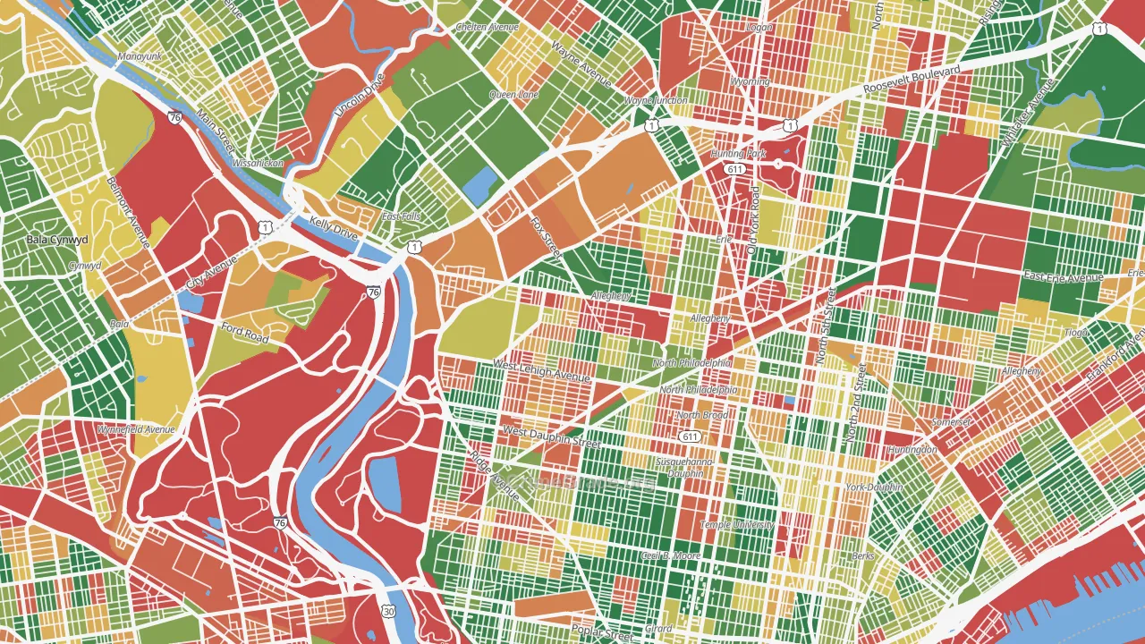 Alleghany West, Philadelphia, PA Map of Arson Rates