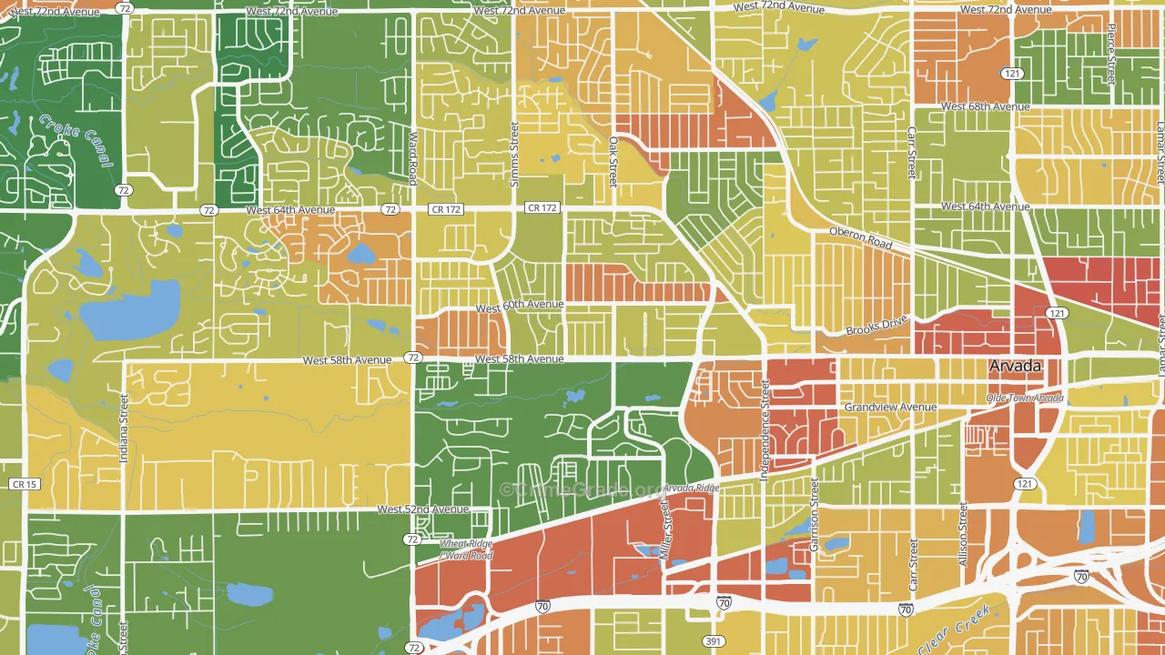 Allendale Area, Arvada, CO Map of Arson Rates