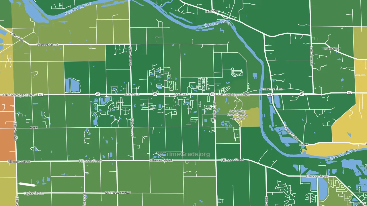 Allendale, MI Map of Arson Rates