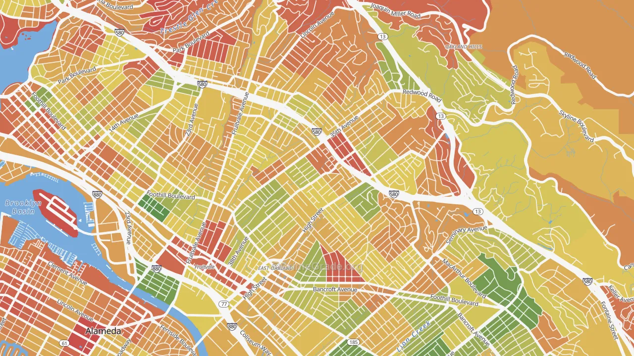 Allendale, Oakland, CA Map of Arson Rates