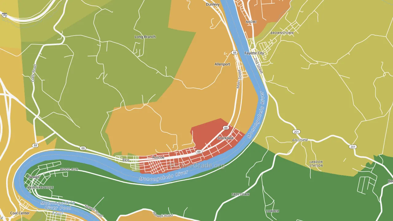 Allenport, PA Map of Arson Rates