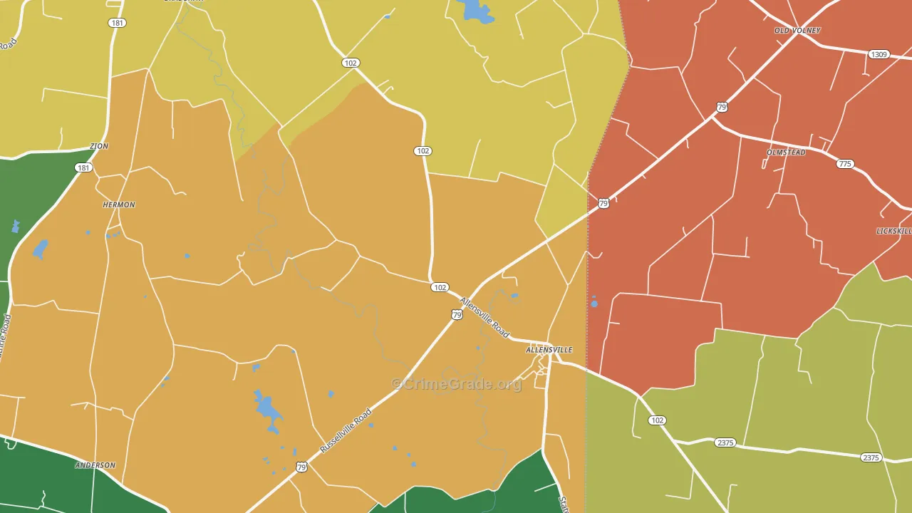 Allensville, KY Map of Arson Rates