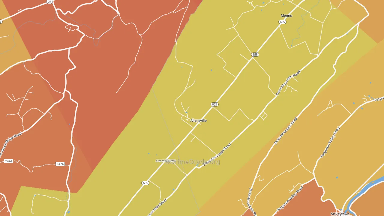 Allensville, PA Map of Arson Rates