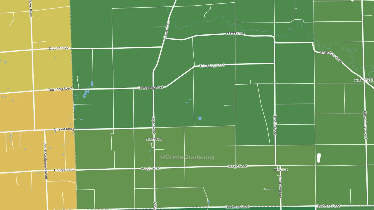 Allenton, MI Map of Arson Rates