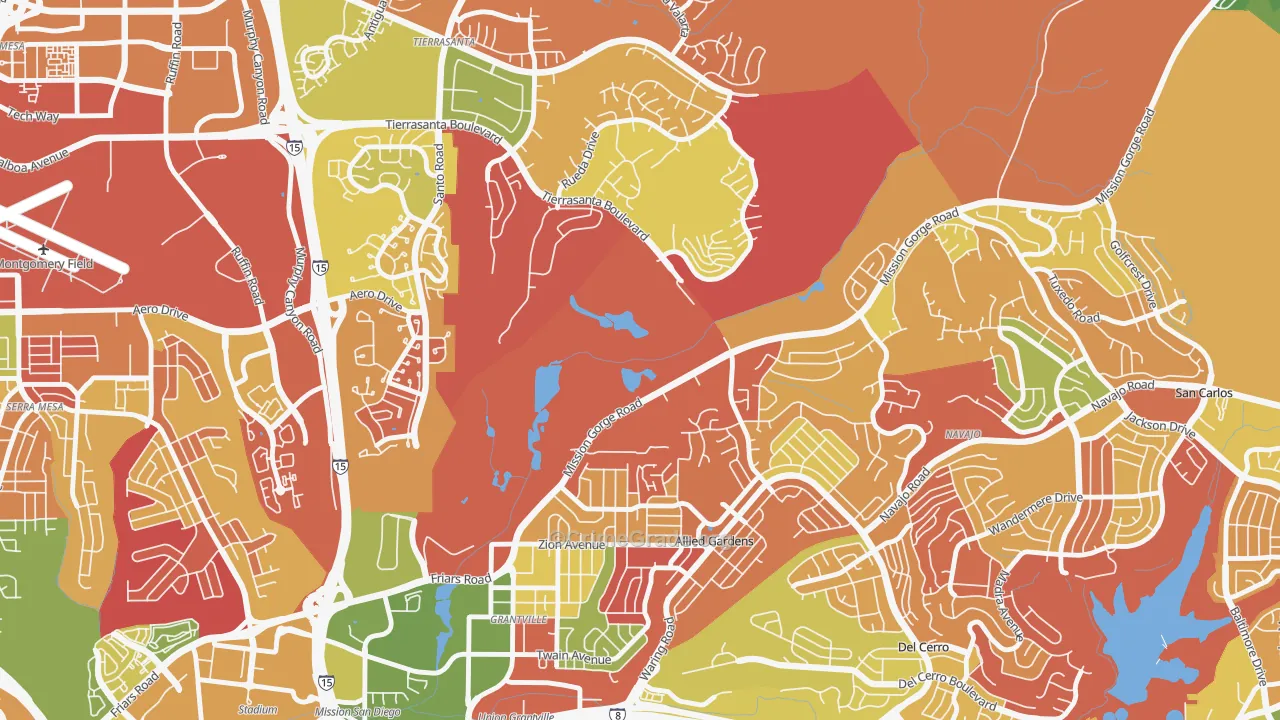 Allied Gardens, San Diego, CA Map of Arson Rates