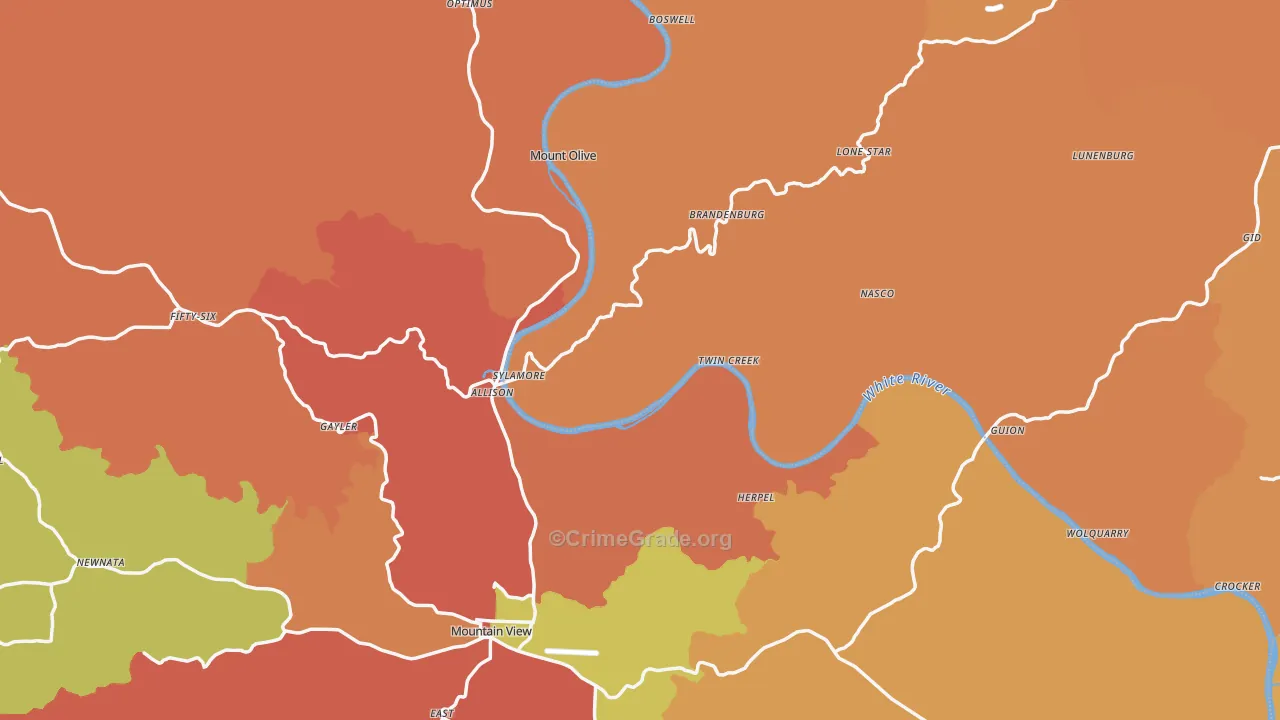 Allison, AR Map of Arson Rates