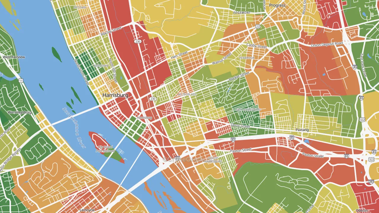 Allison Hill, Harrisburg, PA Map of Arson Rates