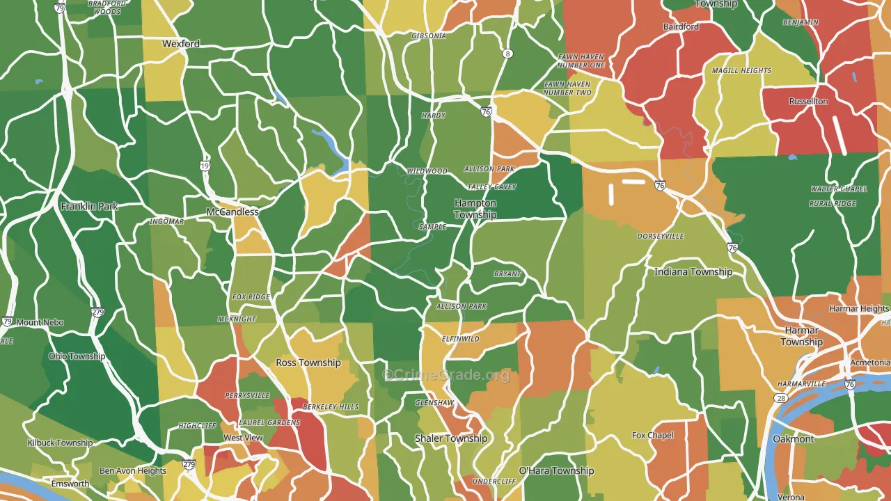 Allison Park, PA Map of Arson Rates