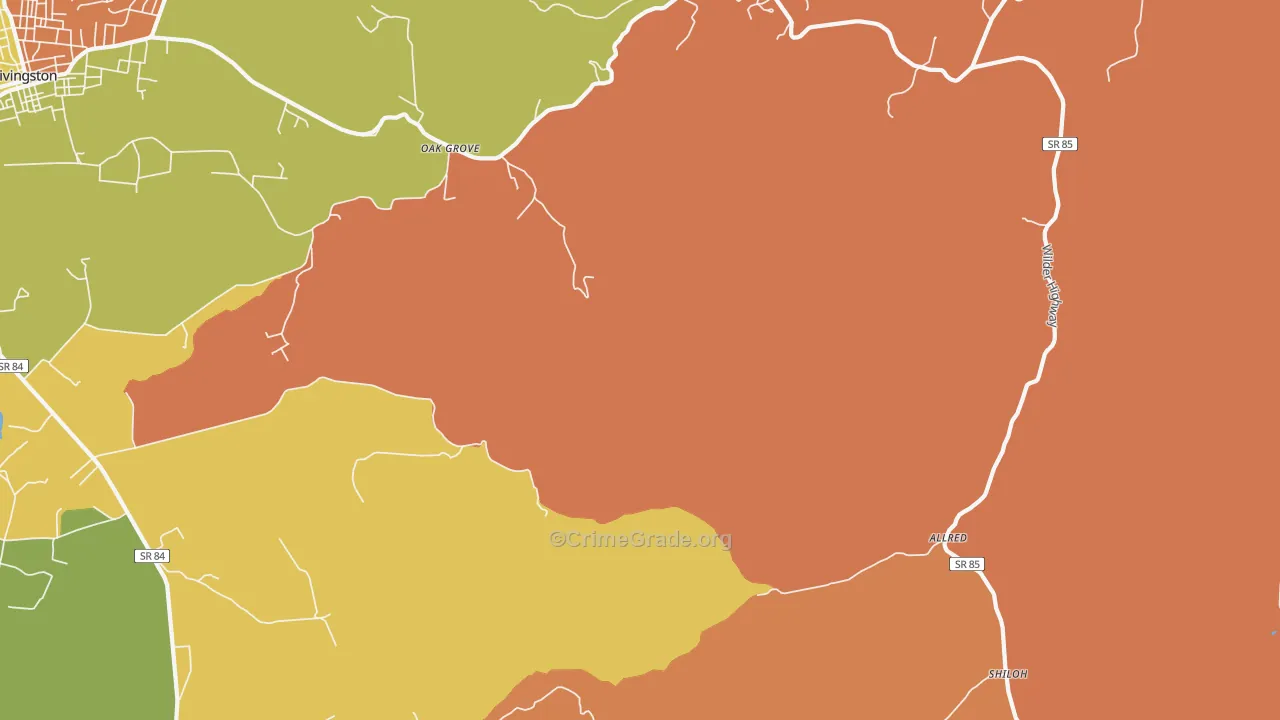 Allred, TN Map of Arson Rates