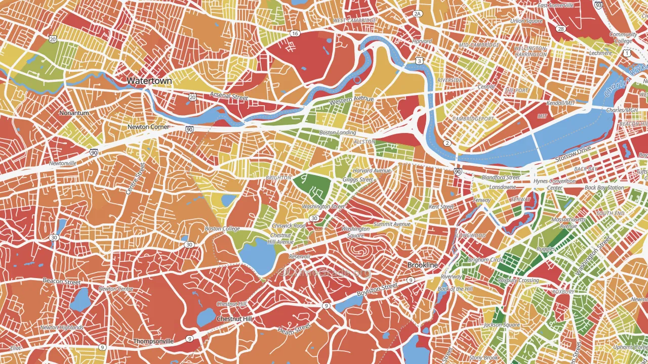 Allston-Brighton, Brighton, MA Map of Arson Rates