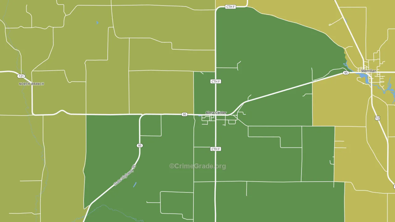 Alma Center, WI Map of Arson Rates