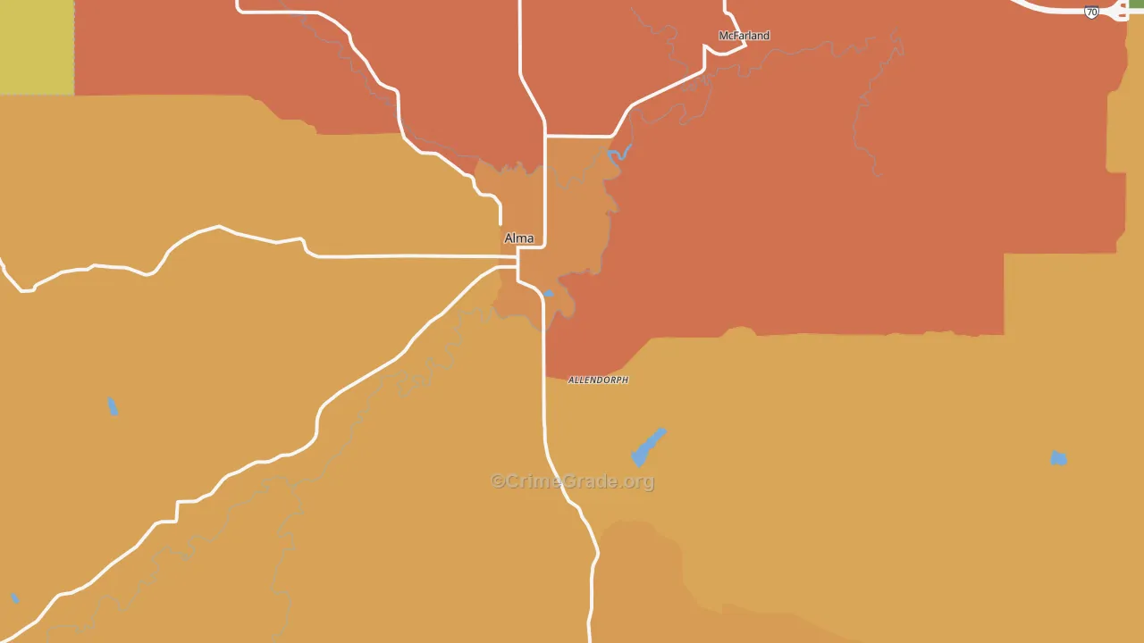 Alma, KS Map of Arson Rates