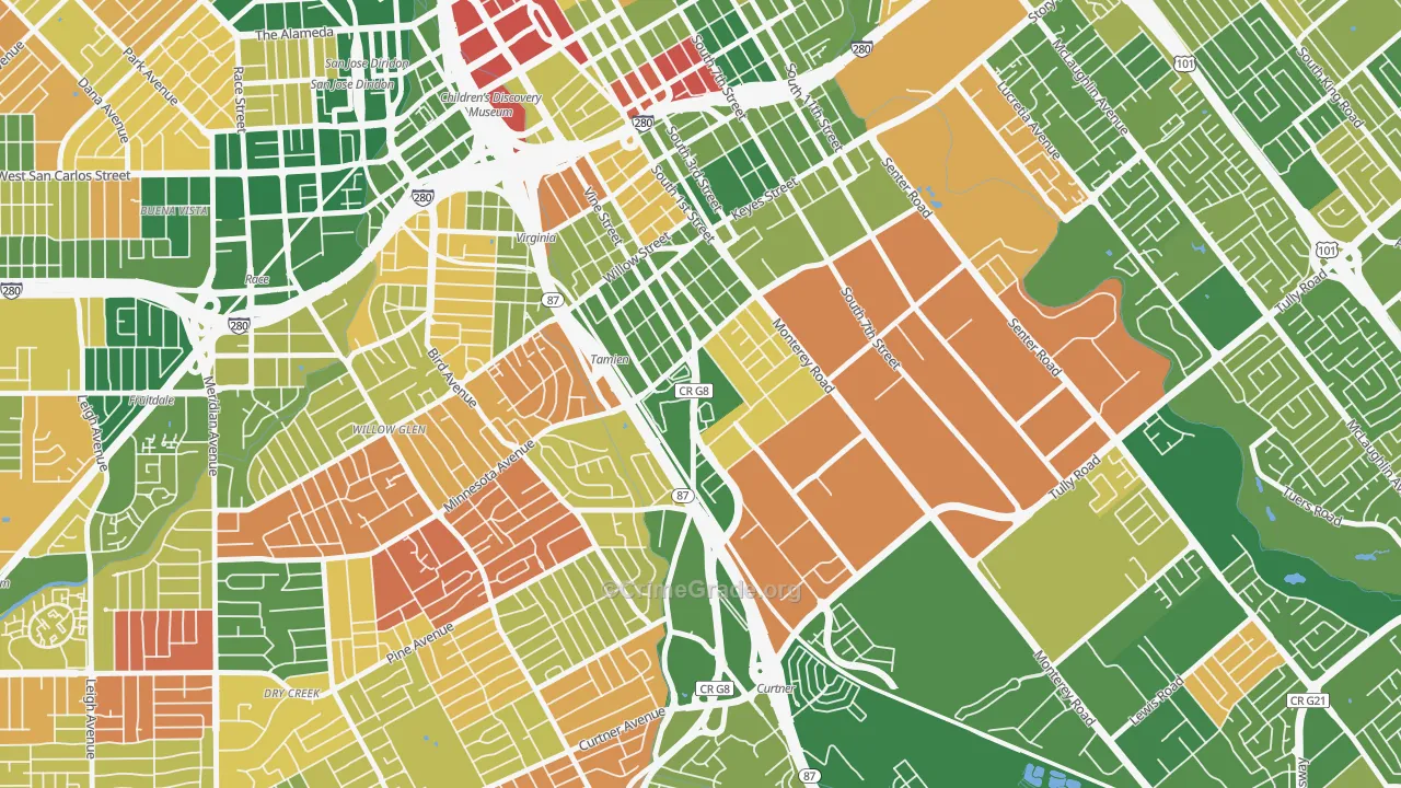 Alma, San Jose, CA Map of Arson Rates