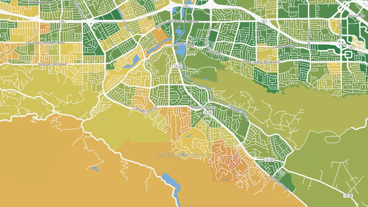 Almaden Valley, San Jose, CA Map of Arson Rates
