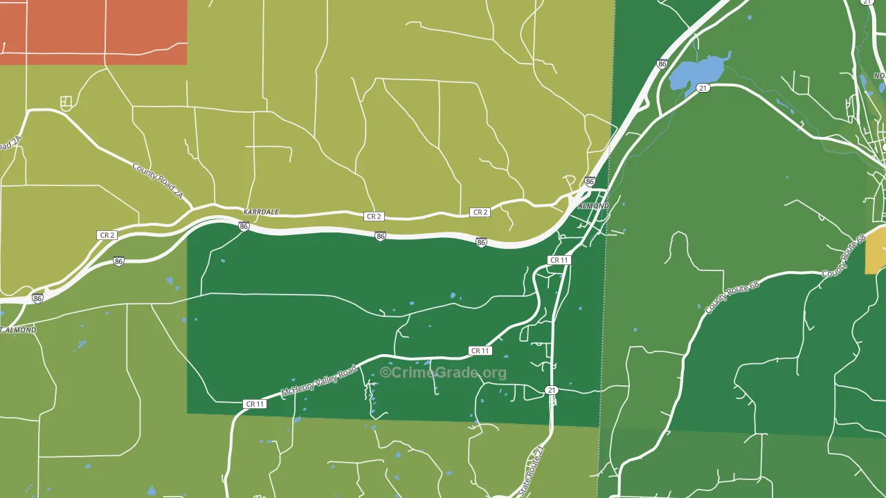 Almond, NY Map of Arson Rates