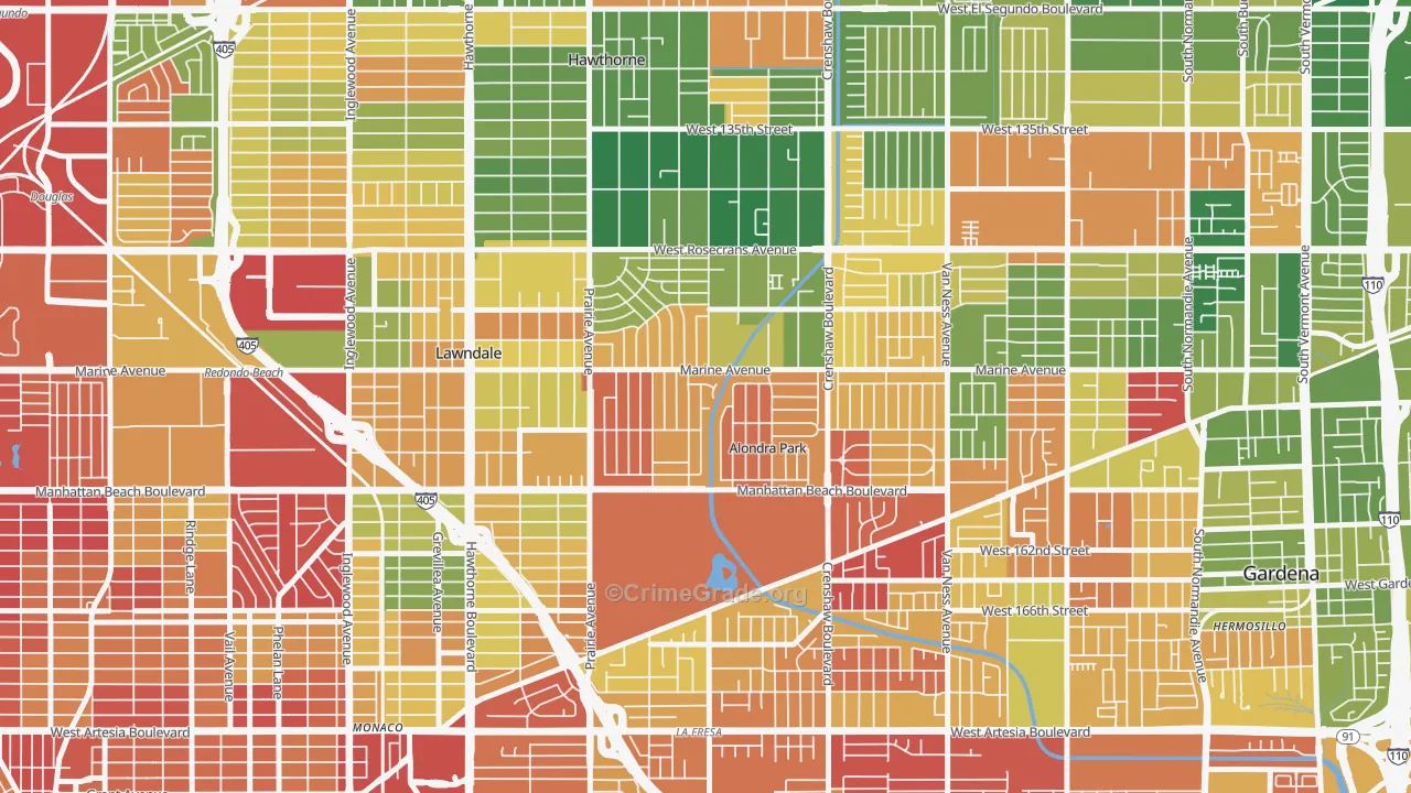 Alondra Park, Lawndale, CA Map of Arson Rates