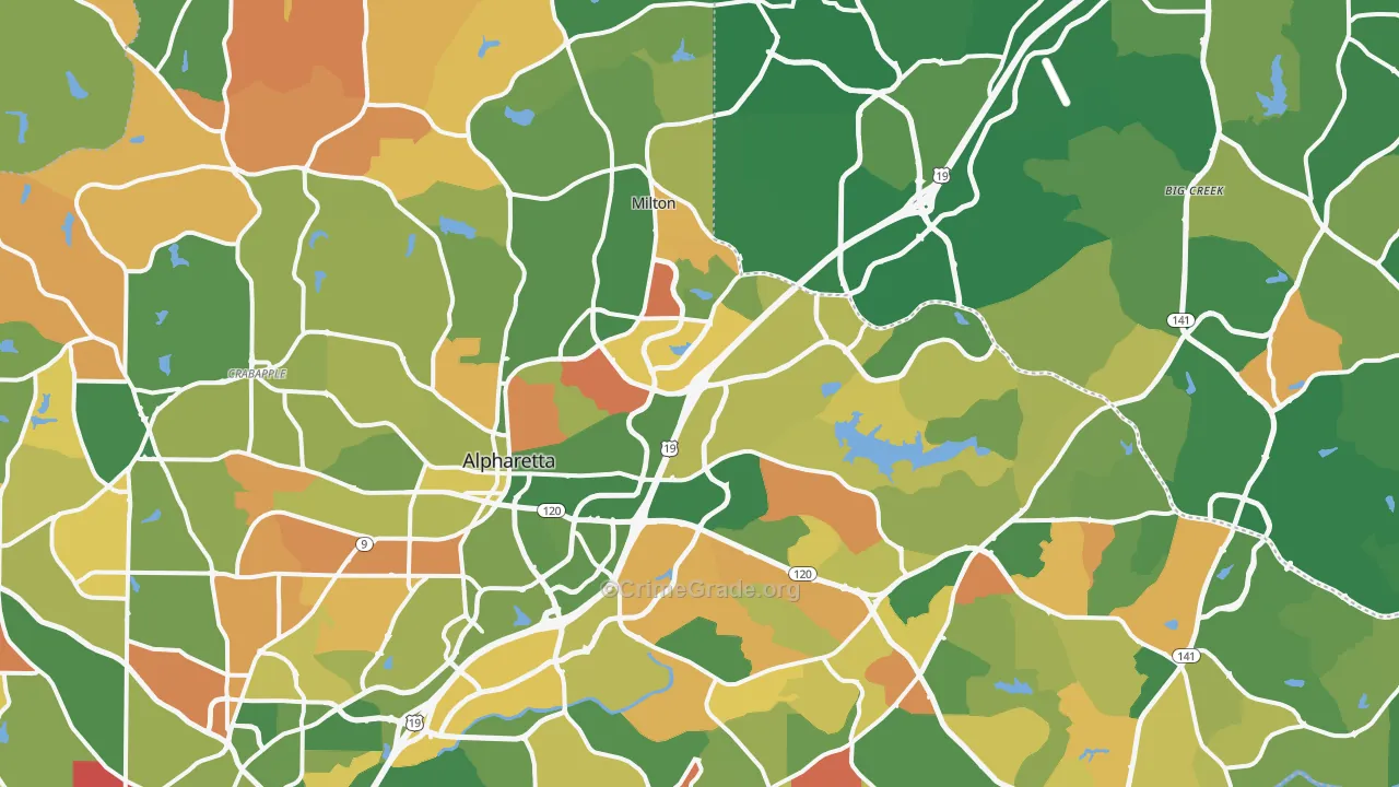 Alpharetta, GA Map of Arson Rates