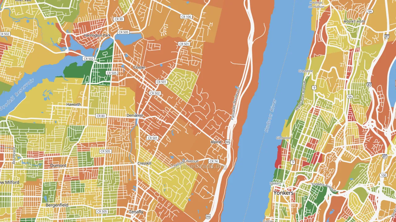 Alpine, NJ Map of Arson Rates