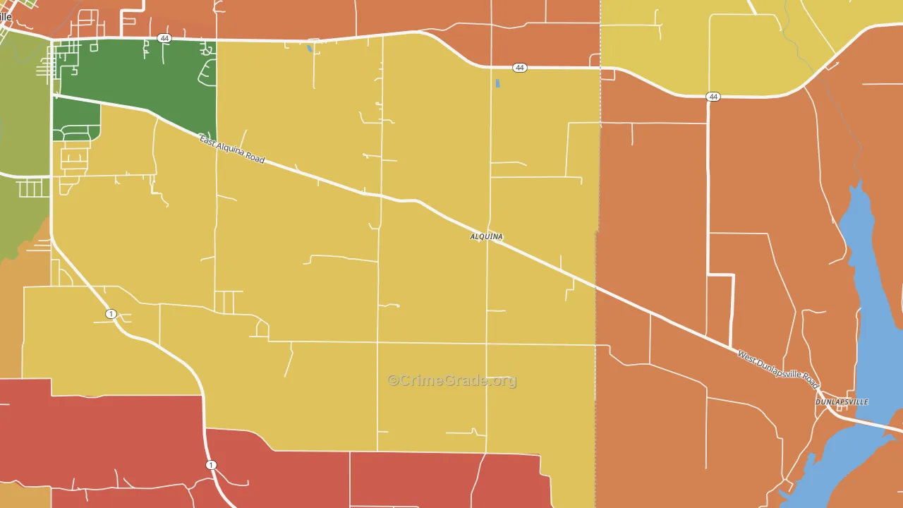 Alquina, IN Map of Arson Rates