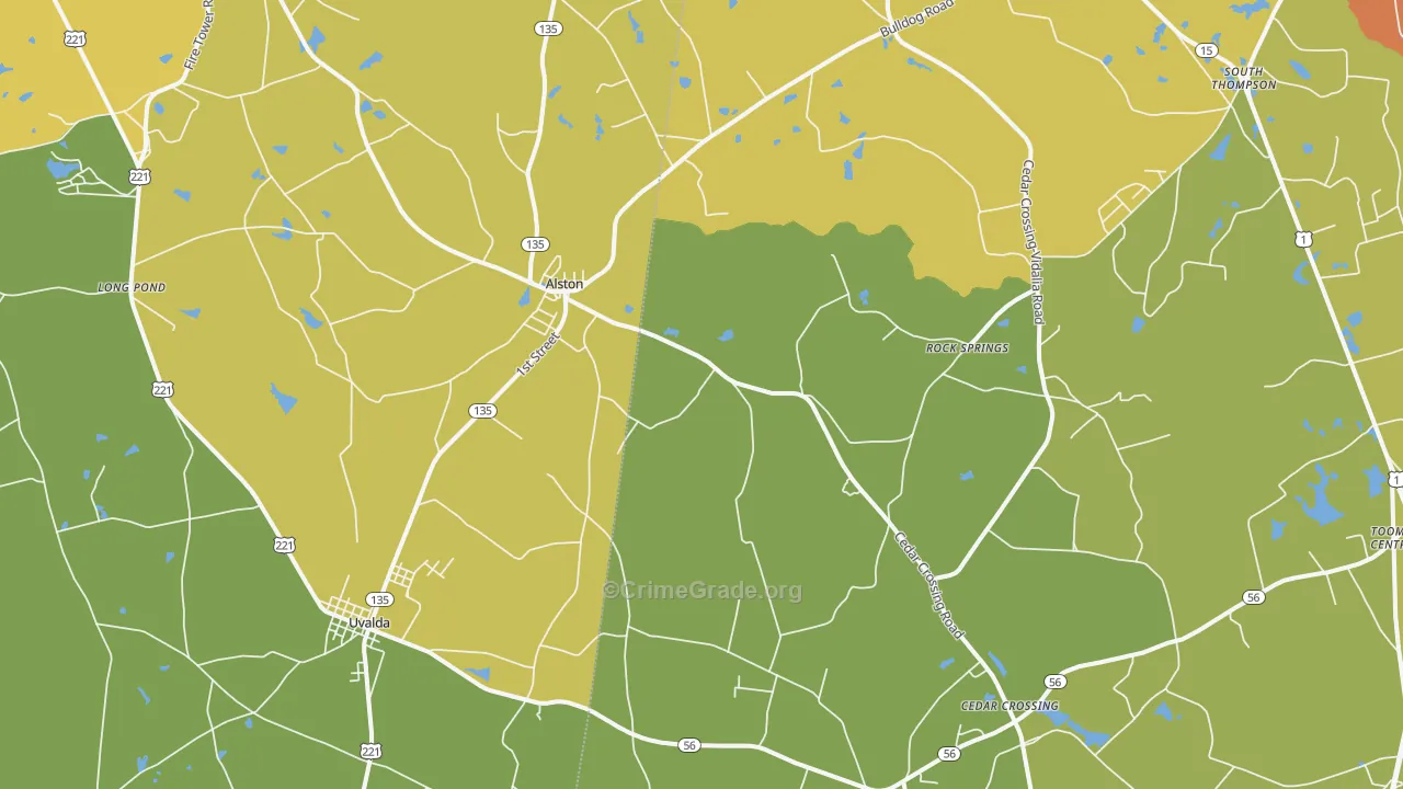 Alston, GA Map of Arson Rates